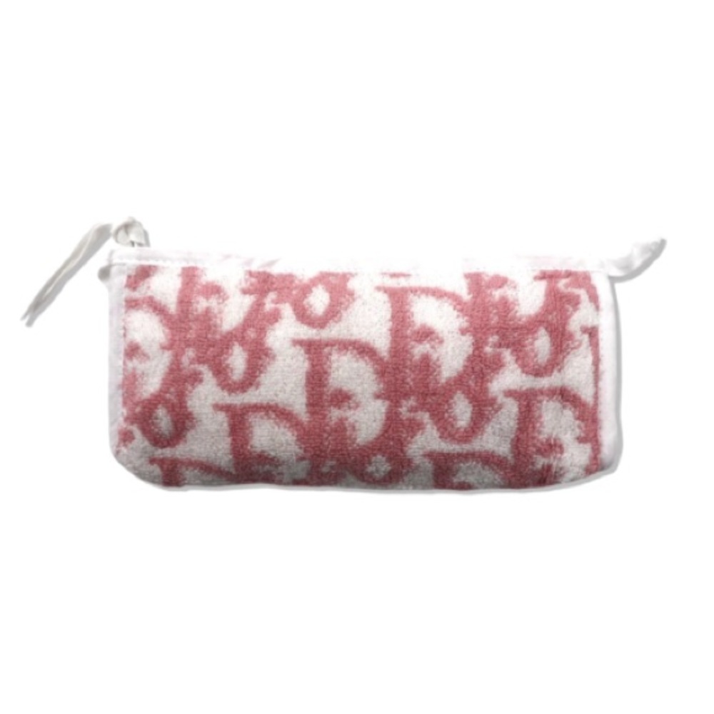 Dior Bag Vintage Monogram Diorissimo Terry Cosmetic Bag Pouch Pink White - Picture 1 of 4